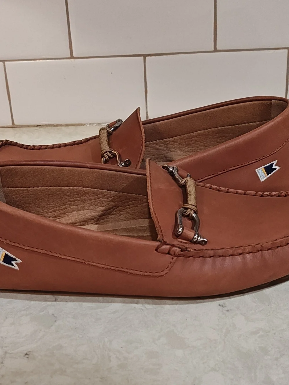Riomar Tan Leather Driving Loafers Mens 9.5 Made in Portugal